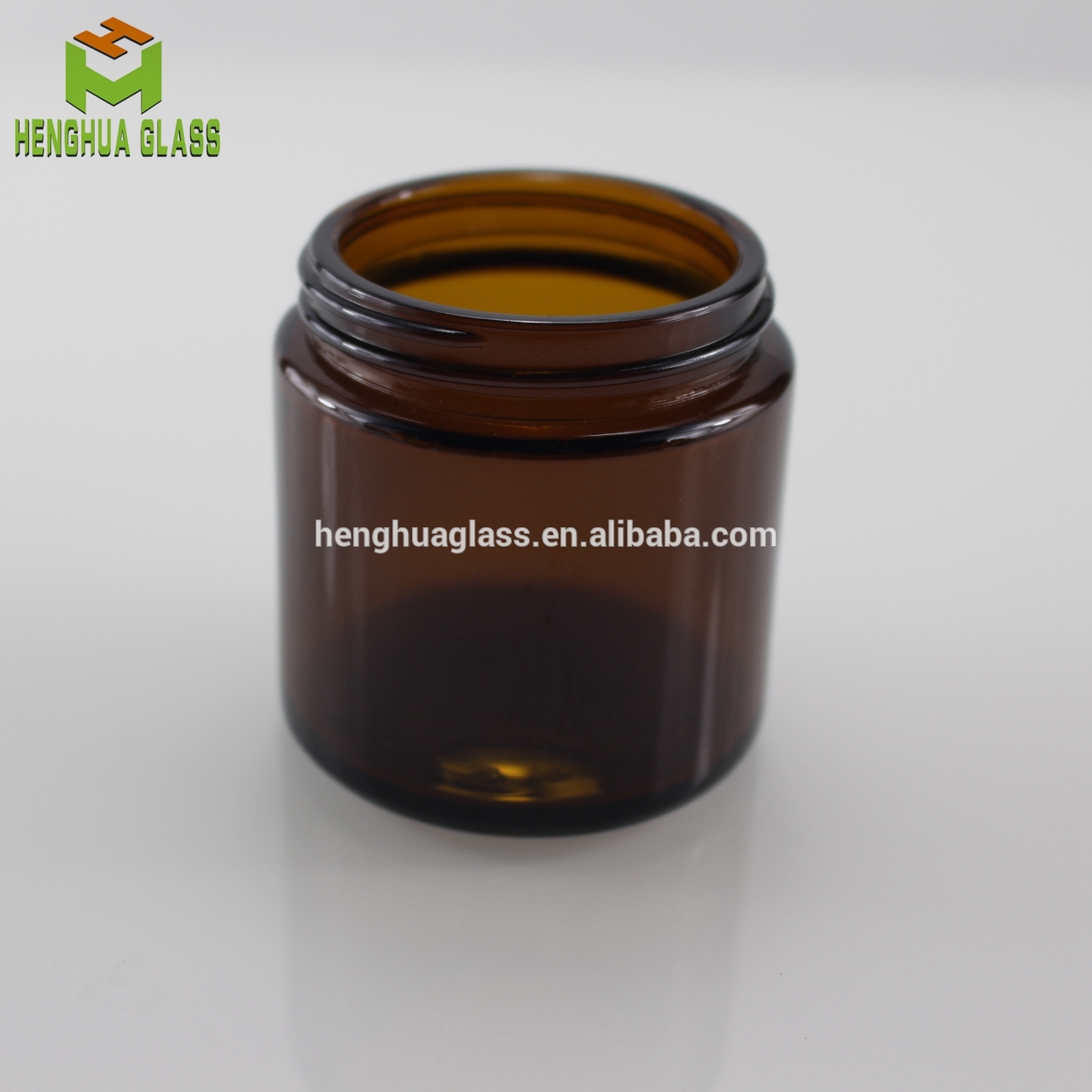 Empty 4oz Wide Mouth Amber Glass Jar 120ml Straight Sided Amber Glass Cream Jar With Screw Aluminum Cap