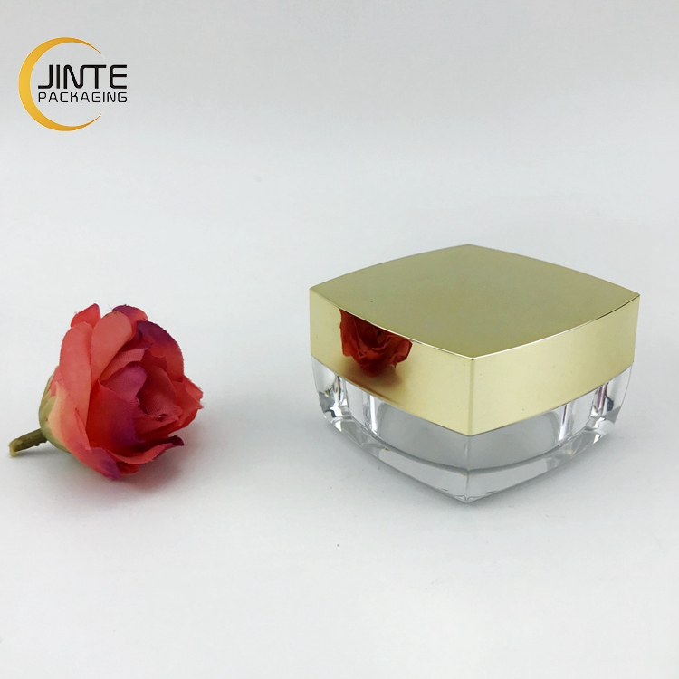 Empty 5 g 10 Grams 15g Clear Plastic Gold Lid 30 Grams 50 Grams Square Cosmetic Acrylic Double Wall Jar
