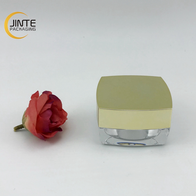 Empty 5 g 10 Grams 15g Clear Plastic Gold Lid 30 Grams 50 Grams Square Cosmetic Acrylic Double Wall Jar