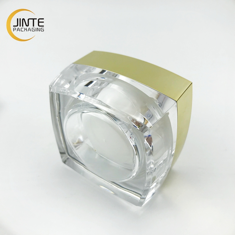 Empty 5 g 10 Grams 15g Clear Plastic Gold Lid 30 Grams 50 Grams Square Cosmetic Acrylic Double Wall Jar