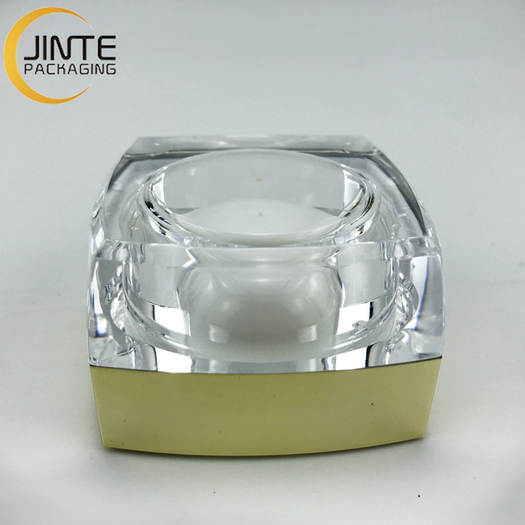 Empty 5 g 10 Grams 15g Clear Plastic Gold Lid 30 Grams 50 Grams Square Cosmetic Acrylic Double Wall Jar