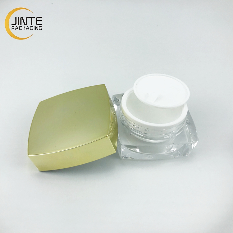 Empty 5 g 10 Grams 15g Clear Plastic Gold Lid 30 Grams 50 Grams Square Cosmetic Acrylic Double Wall Jar