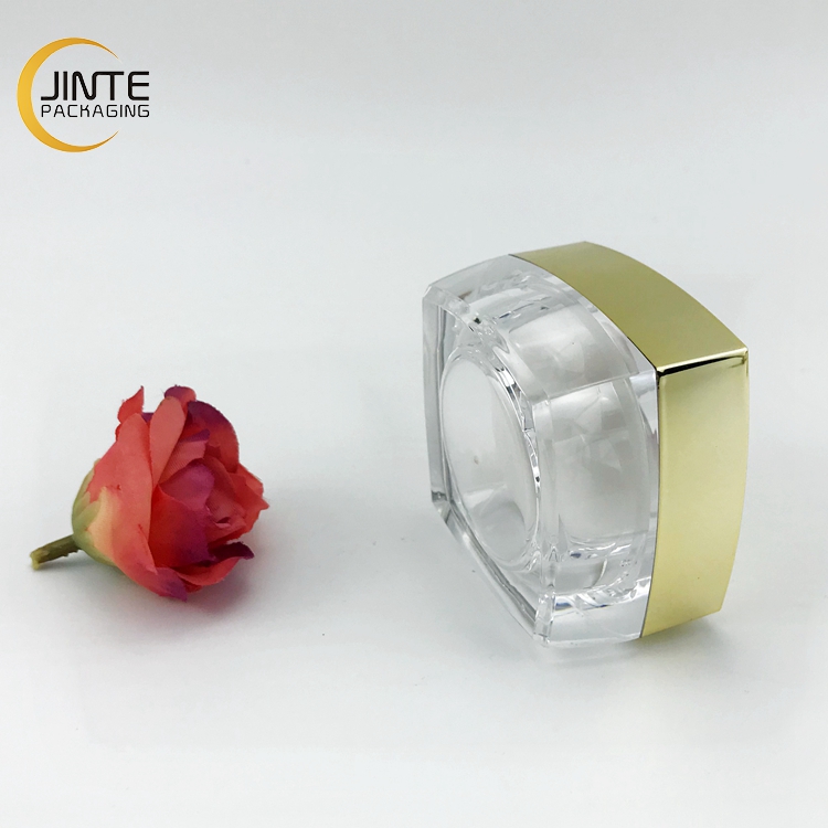 Empty 5 g 10 Grams 15g Clear Plastic Gold Lid 30 Grams 50 Grams Square Cosmetic Acrylic Double Wall Jar