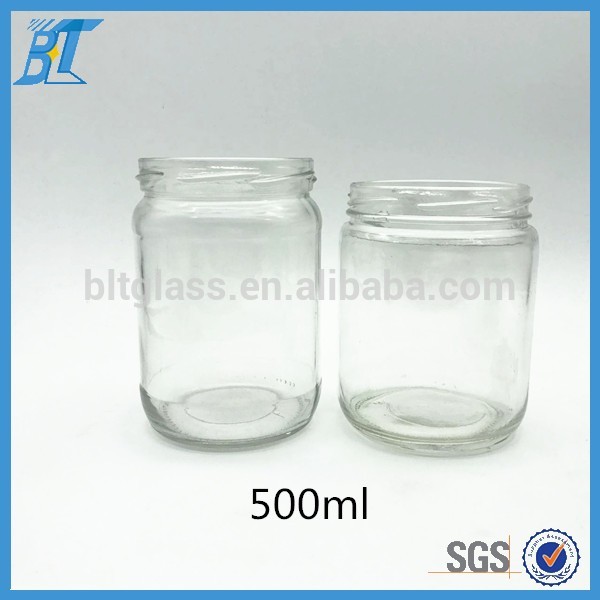 Empty 500ml 16oz glass jar for honey garlic paste coconut butter