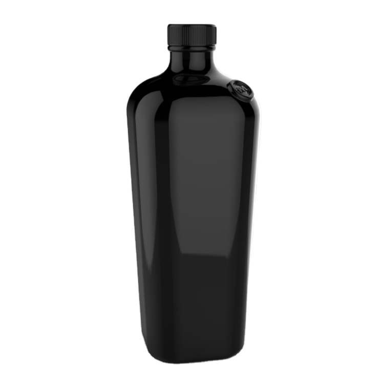 Empty 500ml 750ml black spirits liquor tequila vodka gin glass bottle with cork stopper