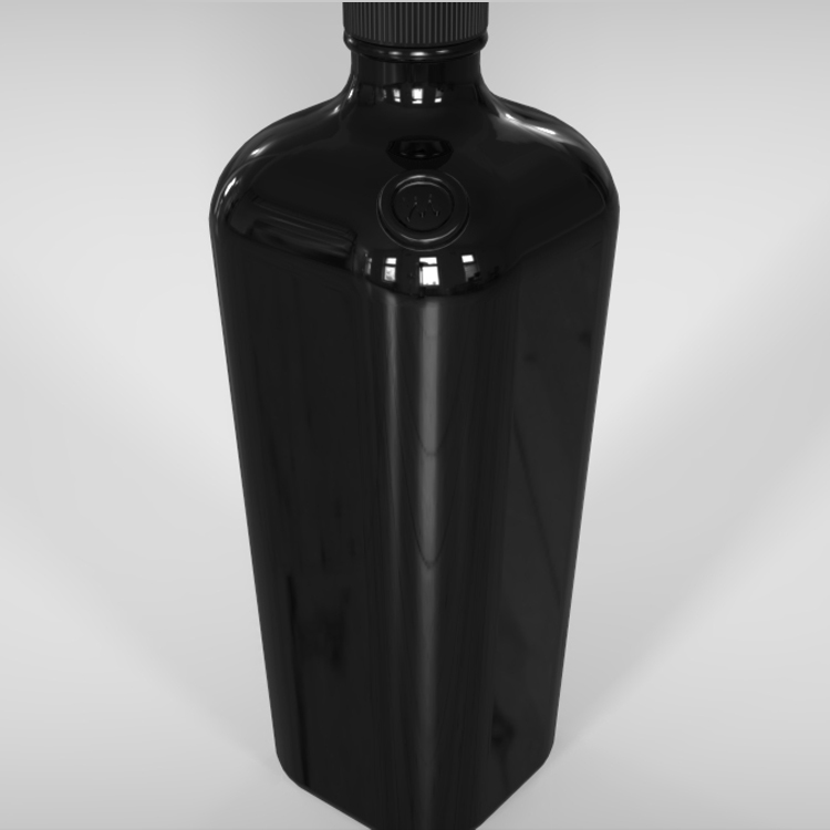 Empty 500ml 750ml black spirits liquor tequila vodka gin glass bottle with cork stopper
