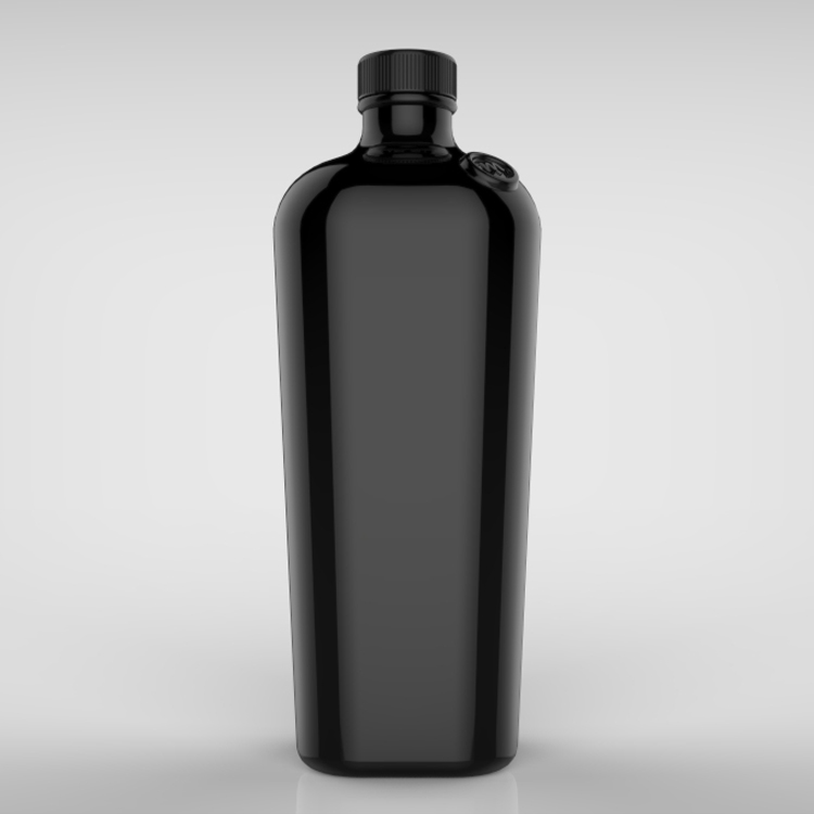 Empty 500ml 750ml black spirits liquor tequila vodka gin glass bottle with cork stopper