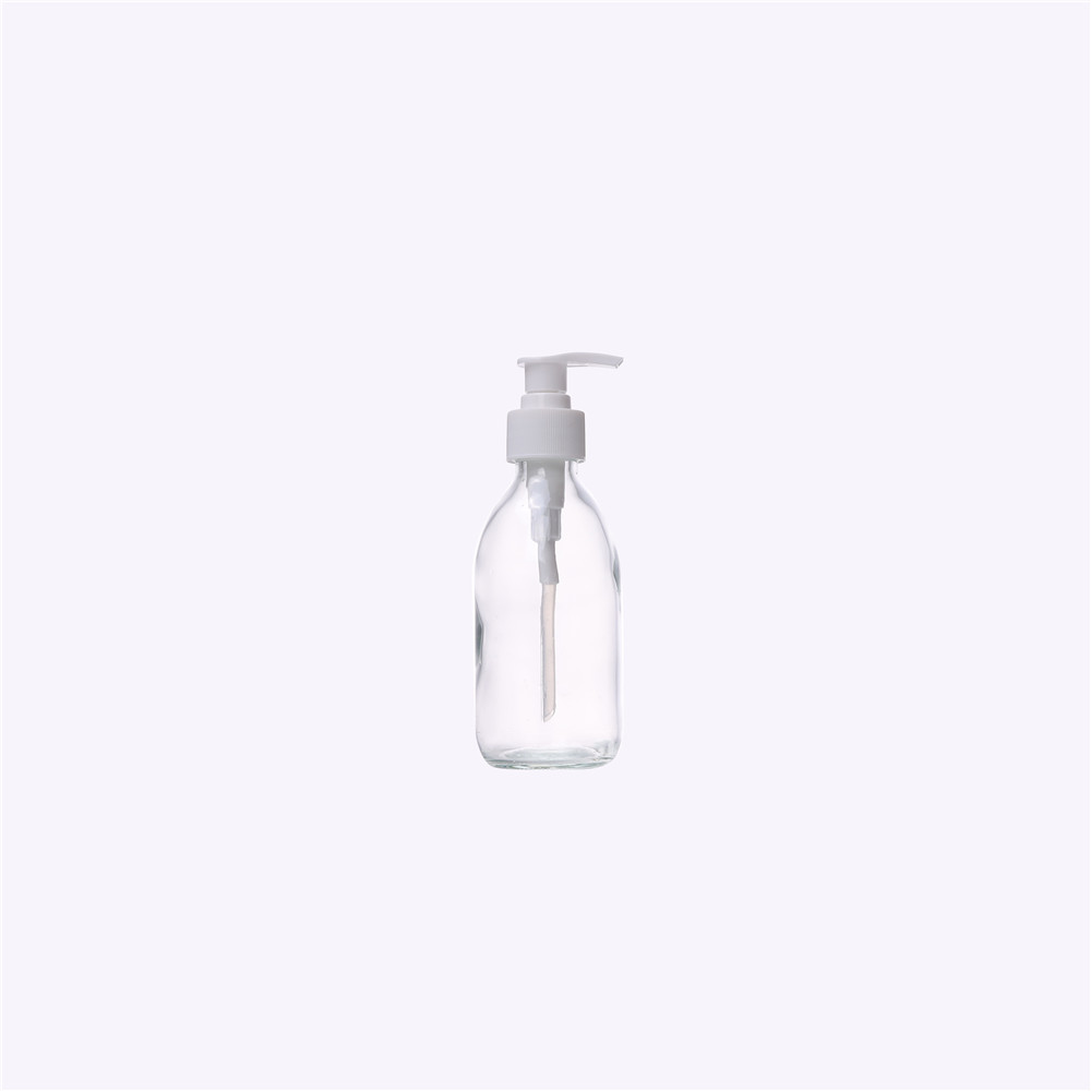 Empty 500ml Round Amber Sanitizer Glass Liquid Soap Bottle With Plastic Lotion Pump