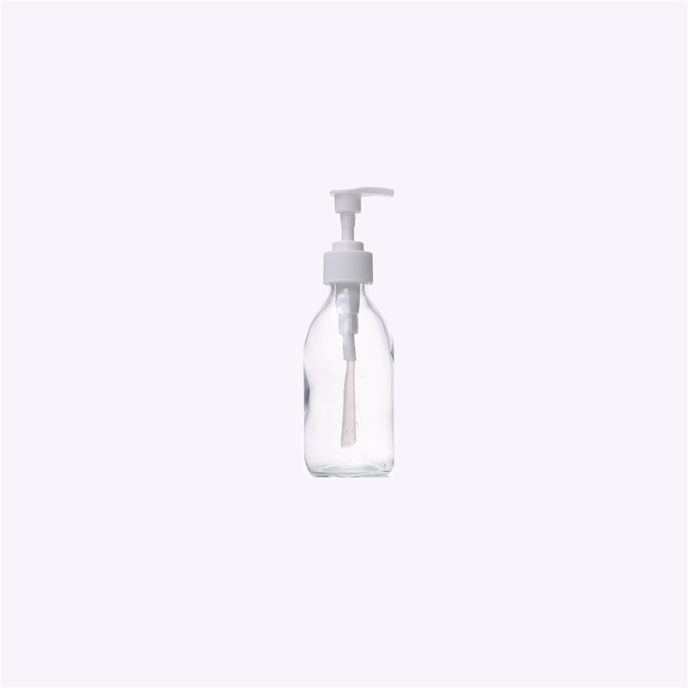 Empty 500ml Round Amber Sanitizer Glass Liquid Soap Bottle With Plastic Lotion Pump