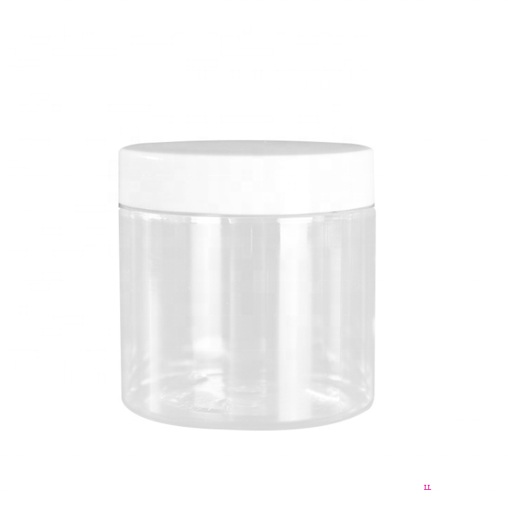 Empty 500ml cosmetic container food grade jars plastic 8oz 100ml cosmetic  face cream jars with white lid
