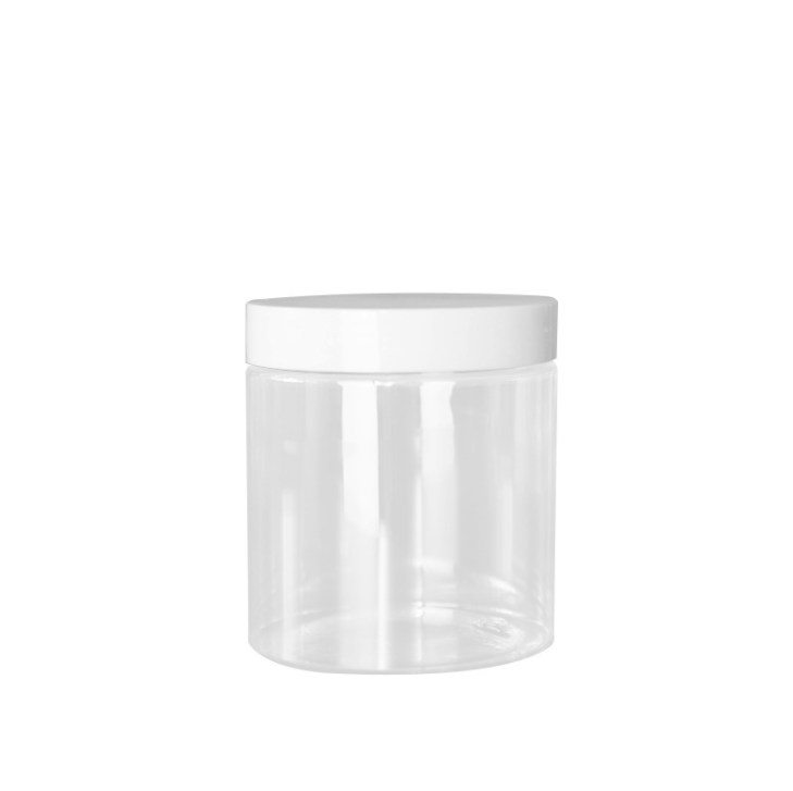 Empty 500ml cosmetic container food grade jars plastic 8oz 100ml cosmetic face cream jars with white lid