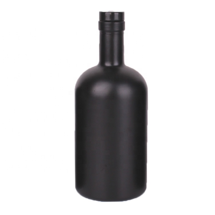 Empty 500ml matte black wine liquor vodka glass bottle  with stopper