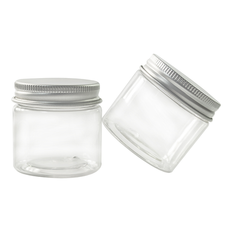 Empty 50g Clear PET Jar with Aluminum Lid for Cosmetic