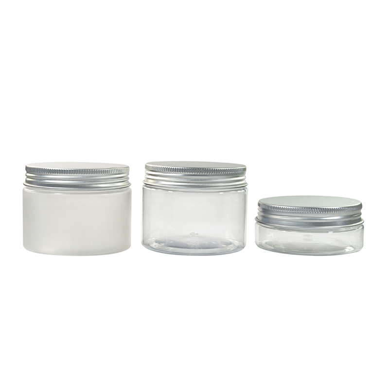 Empty 50g Clear PET Jar with Aluminum Lid for Cosmetic