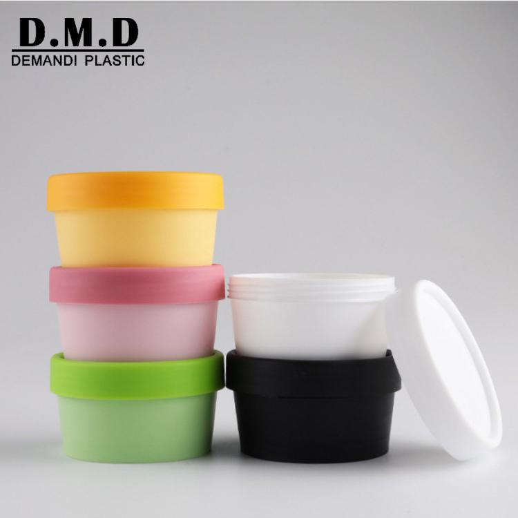 Empty 50gram 100g 200g black plastic jars for body face scrub