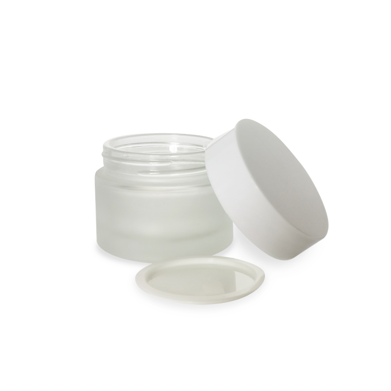 Empty 5g 100g 30g 10g 10ml 1oz bottle Round Face 50g Frosted Clear Black Gold Glass Cosmetic Cream Jar and Containers for Cream