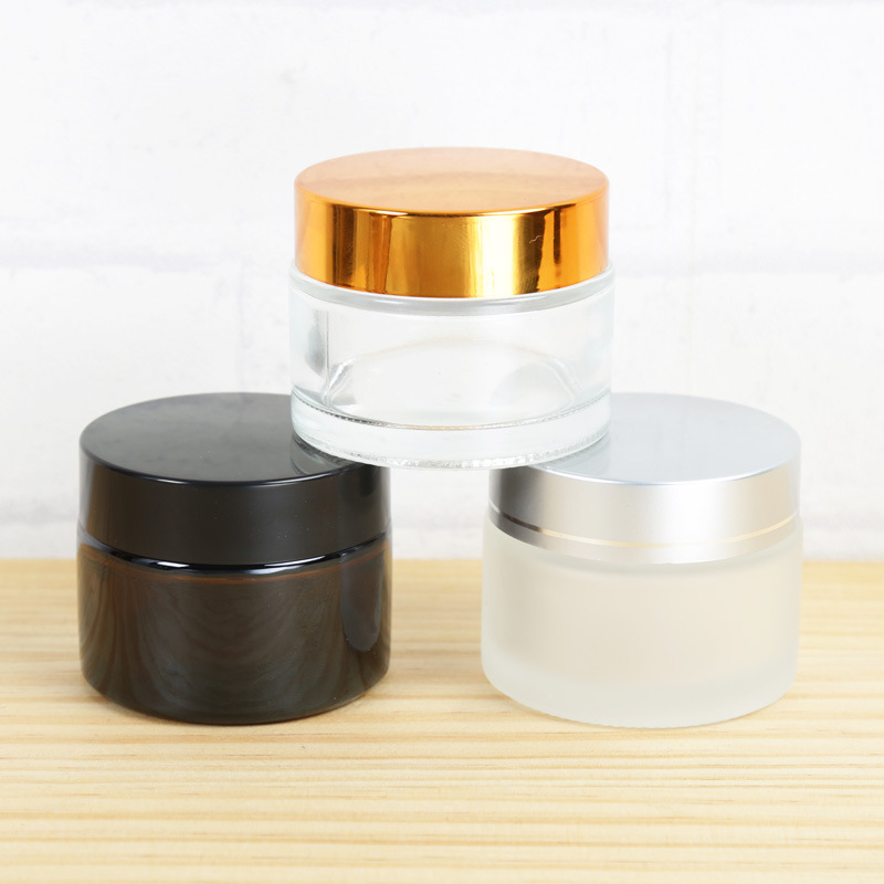Empty 5g 10g 15g 20g 30g 50g 100g Clear Glass cosmetics Cream Jar with Gold screw cap