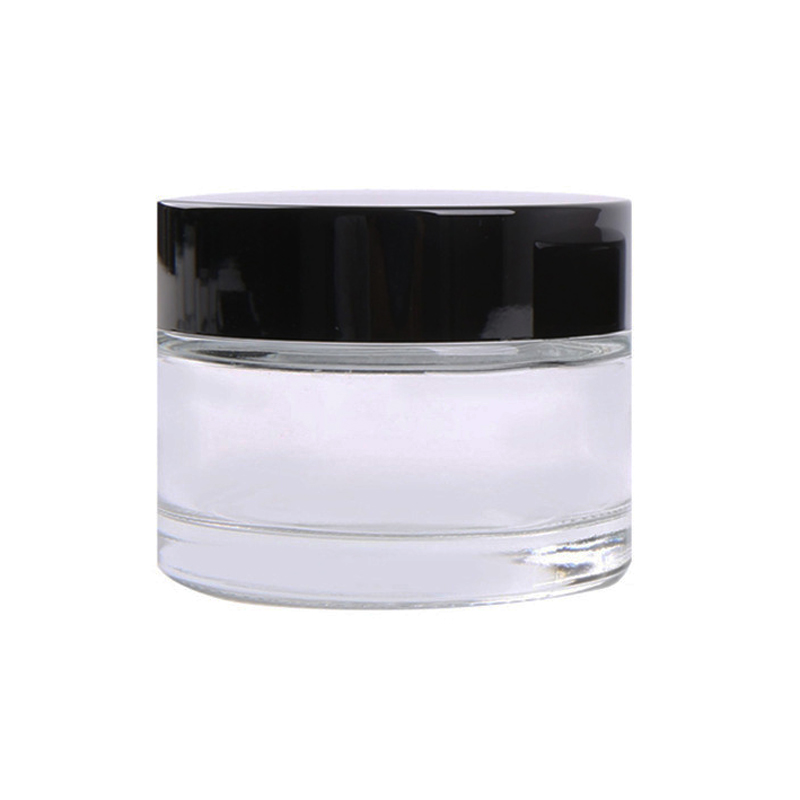 Empty 5g 10g 15g 20g 30g 50g 60g 100g 200g refillable clear glass cosmetic jar white lid