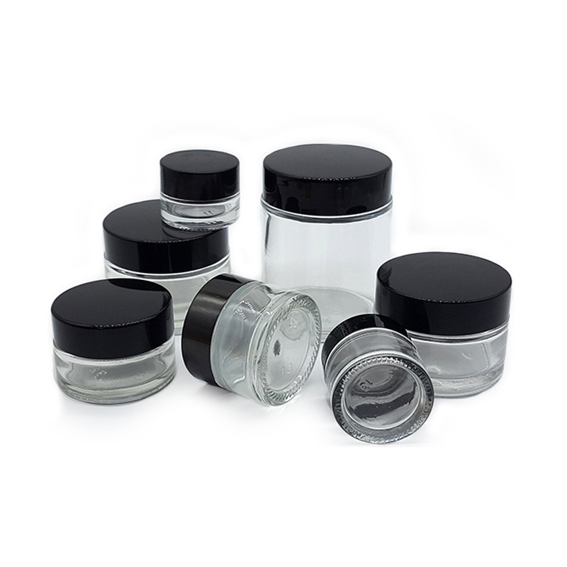 Empty 5g 10g 15g 20g 30g 50g 60g 100g 200g refillable clear glass cosmetic jar white lid