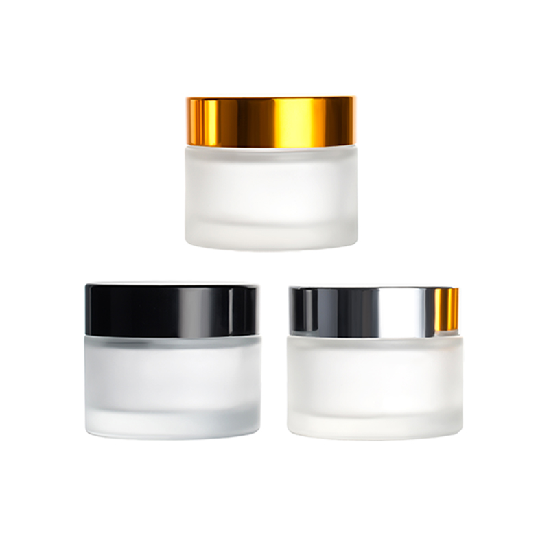Empty 5g 10g 15g 30g 50g 100g frosted amber black green blue clear glass eye cream jar with gold metal lid