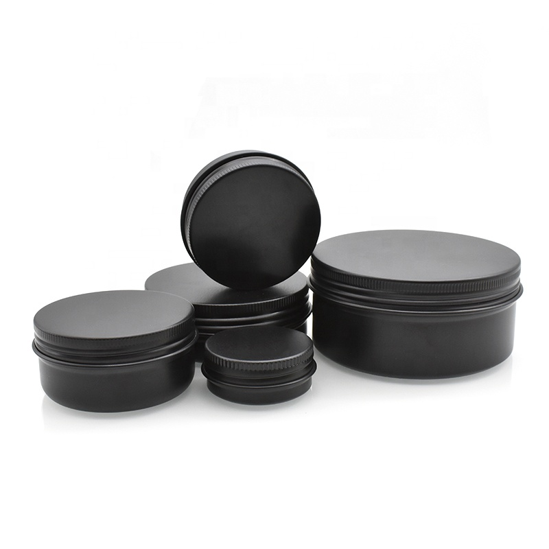 Empty 5g 10g 15g 30g 50g 60g 100g round black cosmetic beard oil hair wax skin care cream aluminum jar