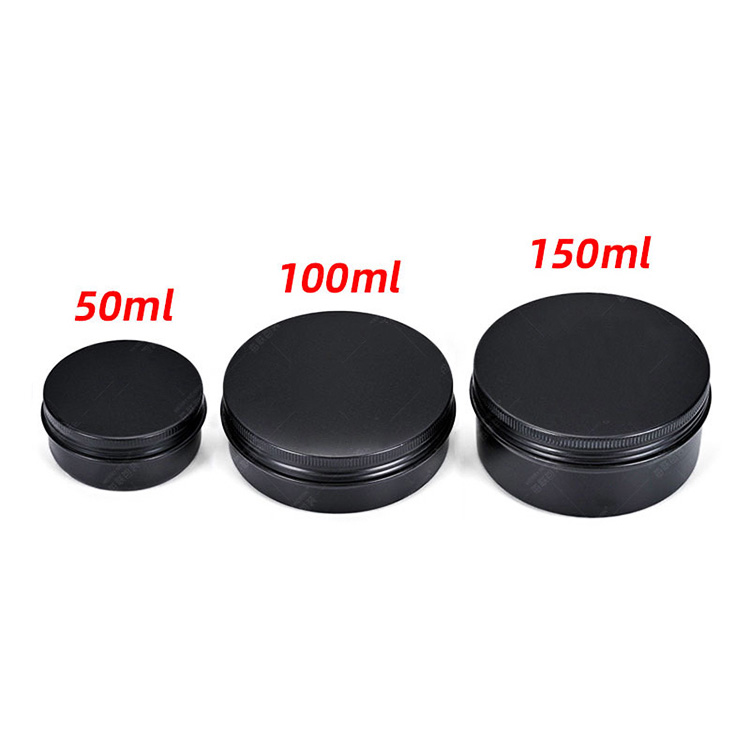 Empty 5g 10g 15g 30g 50g 60g 100g round black cosmetic beard oil hair wax skin care cream aluminum jar