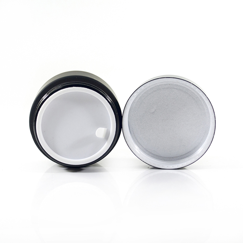 Empty 5g 10ml 15g 20g 30g 50g 100g natural frosted amber clear pet cosmetic cream glass jar with Black aluminum lid
