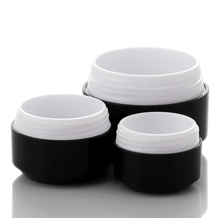 Empty 5g 15g 30g Plastic Cream Jar Double Black Refillable Cosmetic Container Facial Mask Packaging Face Cream Jar