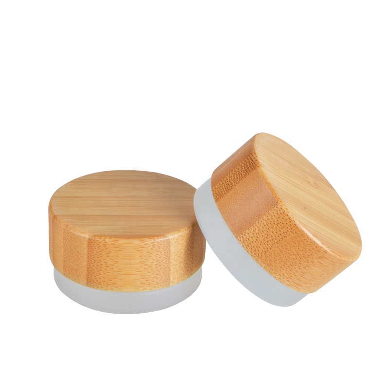 Empty 5g small mini Cosmetic Cream Container Frosted Glass Jar with Bamboo cap