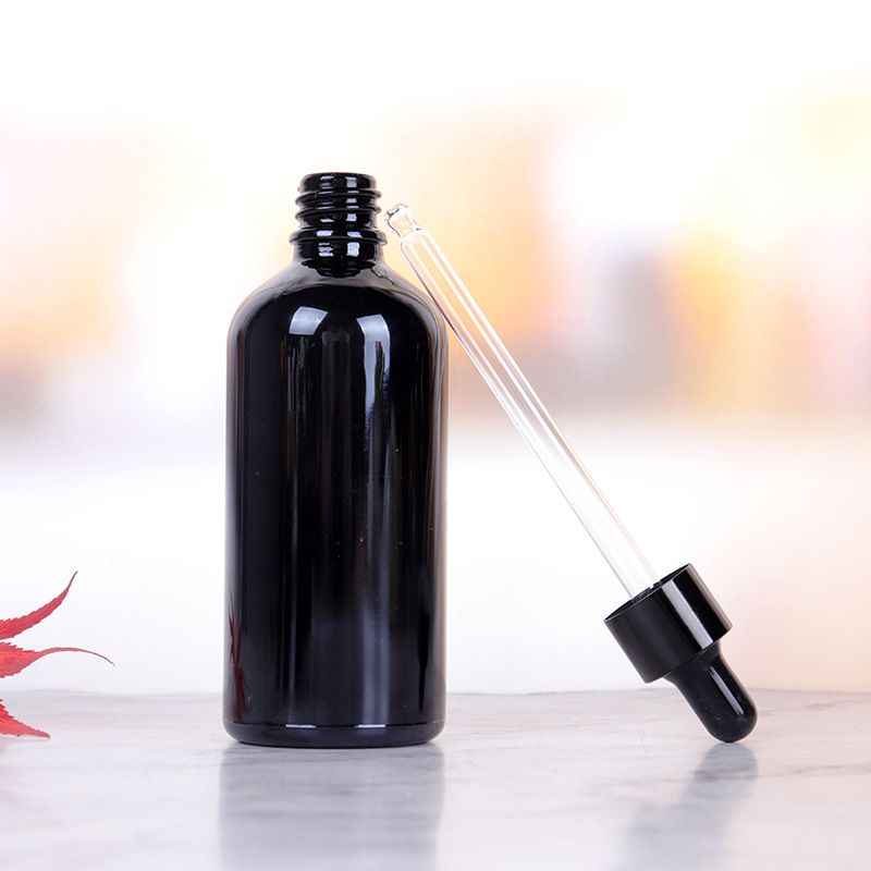 Empty 5ml 10ml 15ml 20ml 30ml 50ml 100ml Black Glass Essential Oil Dropper E-Liquid Bottles with Pipette Bottle