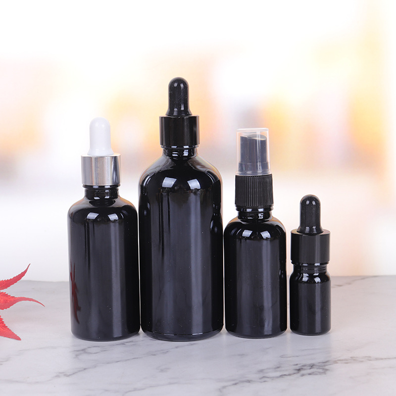 Empty 5ml 10ml 15ml 20ml 30ml 50ml 100ml Black Glass Essential Oil Dropper E-Liquid Bottles with Pipette Bottle