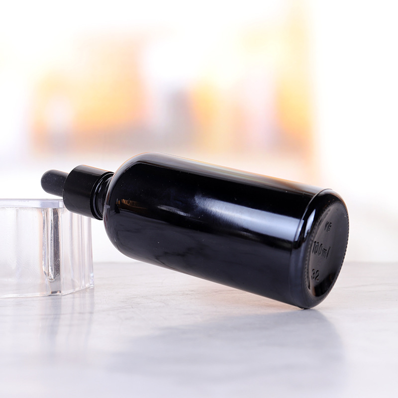 Empty 5ml 10ml 15ml 20ml 30ml 50ml 100ml Black Glass Essential Oil Dropper E-Liquid Bottles with Pipette Bottle