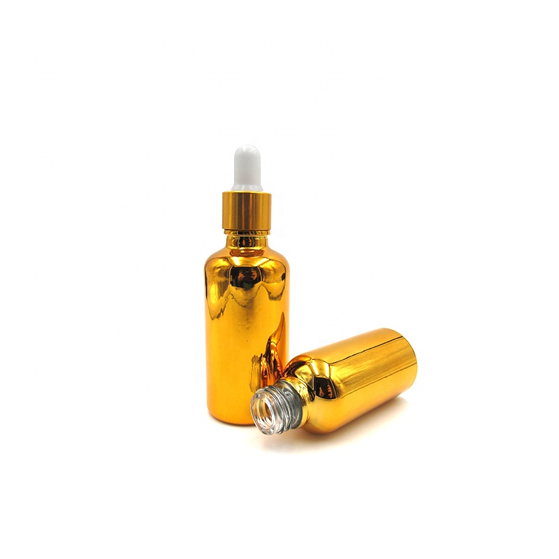 Empty 5ml 10ml 15ml 20ml 30ml 50ml 100ml essential oil beard oil electric plating gold dropper bottle with gift box