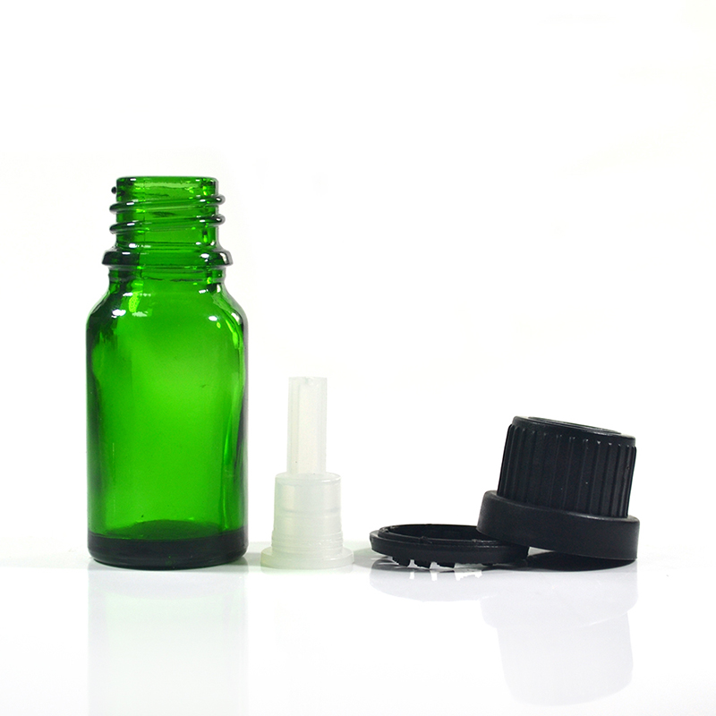 Empty 5ml 10ml 15ml 20ml 30ml 50ml 100ml natuaral green essential oil glass bottle with tamperproof lid and plug