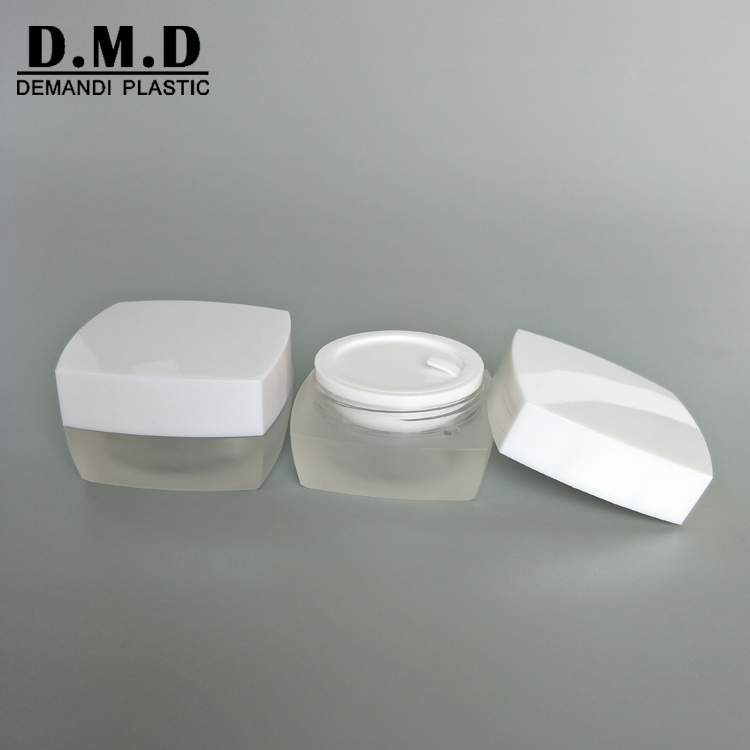 Empty 5ml 10ml 15ml 30ml 50ml empty face serum cream cosmetic square frosted jar with white top