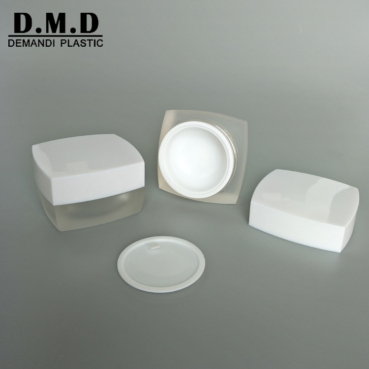 Empty 5ml 10ml 15ml 30ml 50ml empty face serum cream cosmetic square frosted jar with white top
