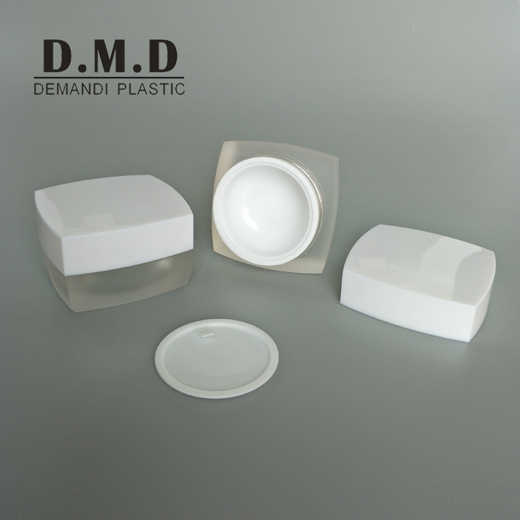 Empty 5ml 10ml 15ml 30ml 50ml empty face serum cream cosmetic square frosted jar with white top