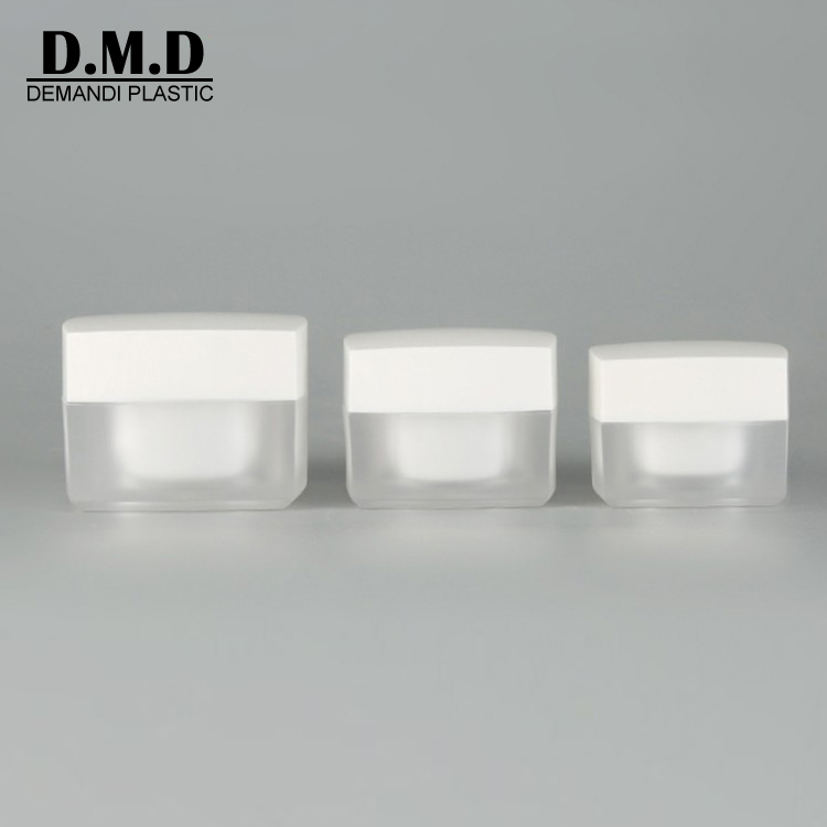 Empty 5ml 10ml 15ml 30ml 50ml empty face serum cream cosmetic square frosted jar with white top