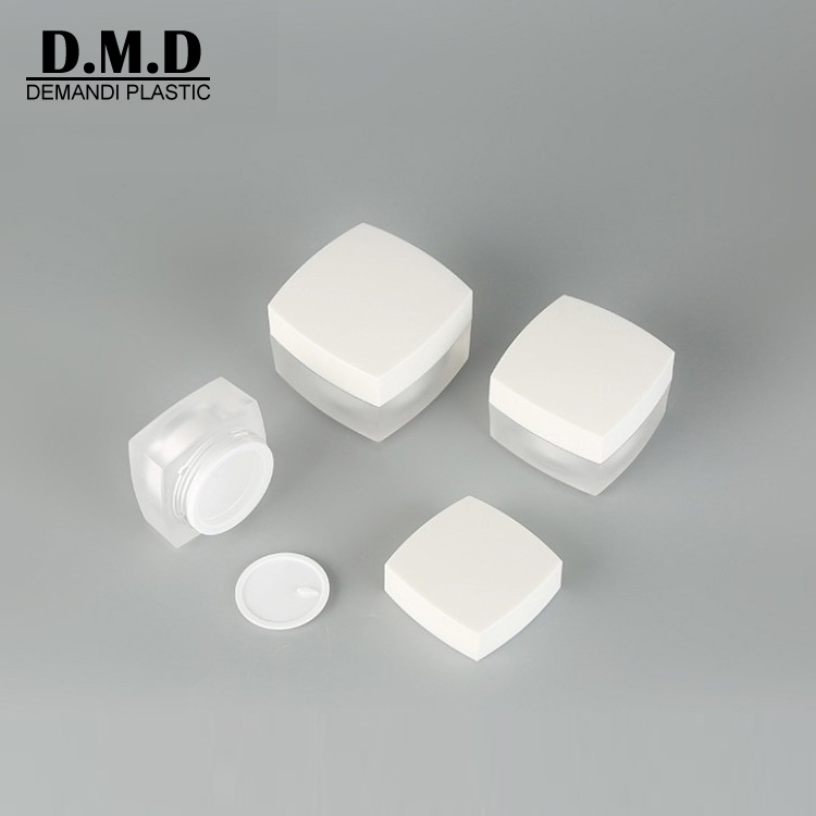 Empty 5ml 10ml 15ml 30ml 50ml empty face serum cream cosmetic square frosted jar with white top
