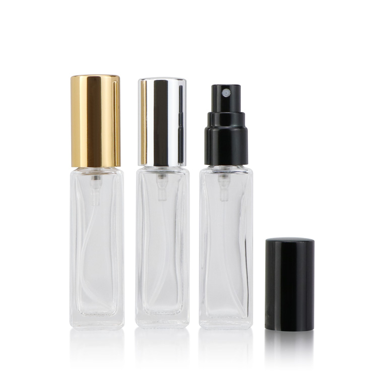 Empty 5ml 10ml 20ml 30ml glass spray bottle square refillable perfume fragrance glass bottle for sale