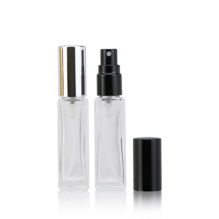 Empty 5ml 10ml 20ml 30ml glass spray bottle square refillable perfume fragrance glass bottle for sale