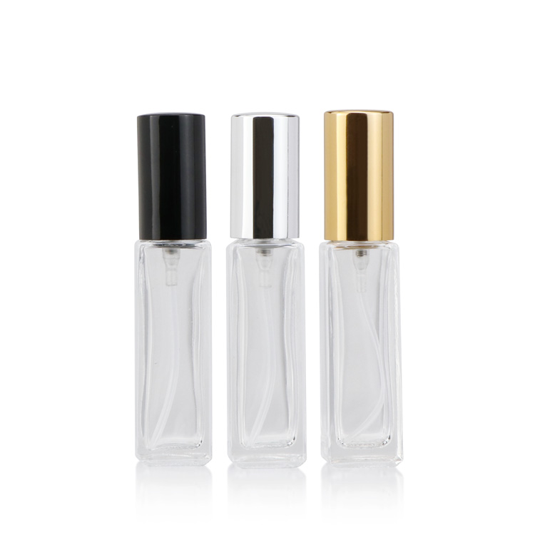 Empty 5ml 10ml 20ml 30ml glass spray bottle square refillable perfume fragrance glass bottle for sale