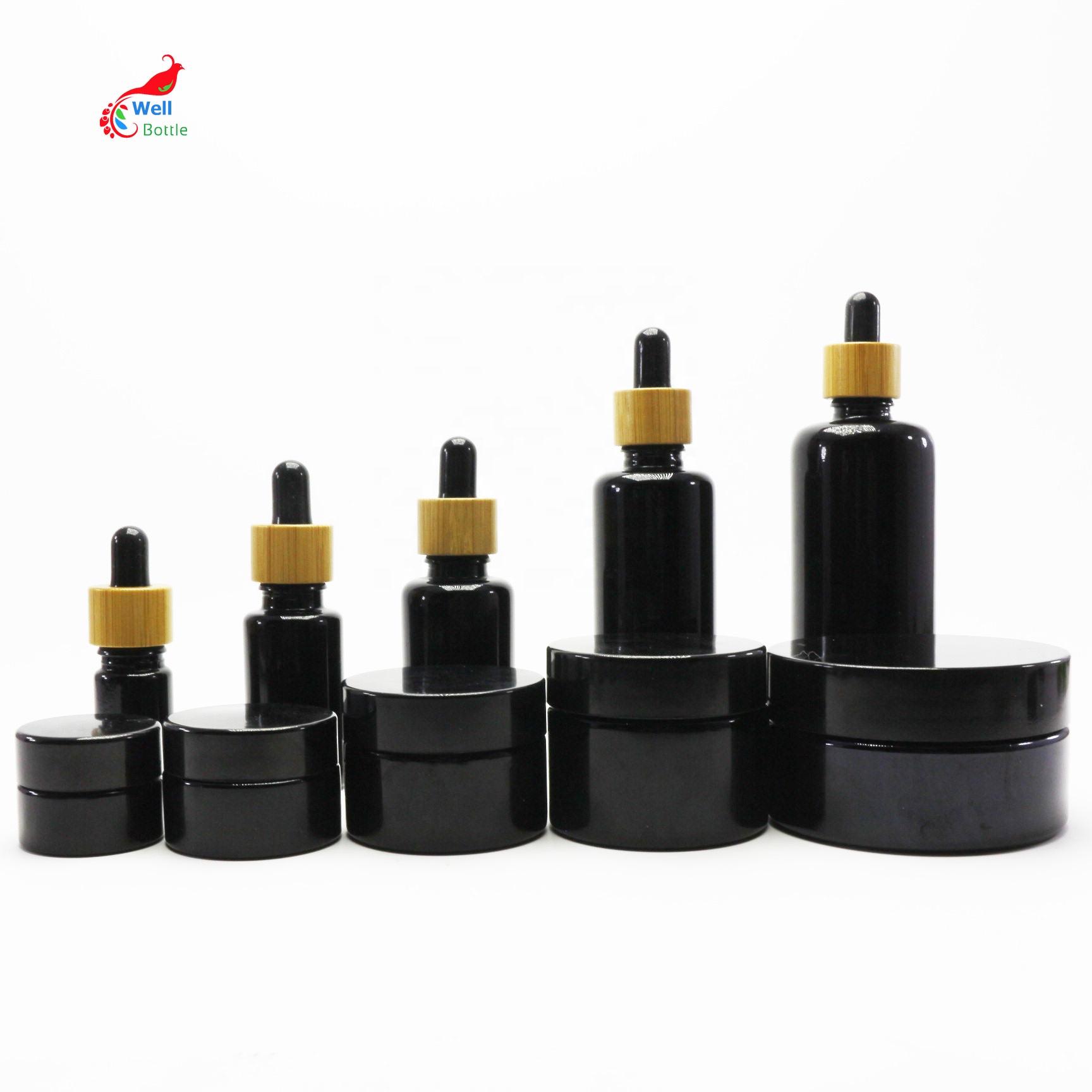 Empty 5ml 15ml 30ml 50ml 100ml 250ml 500ml uv protection violet optical black glass bottles and jar for cbd wax VJ-246D