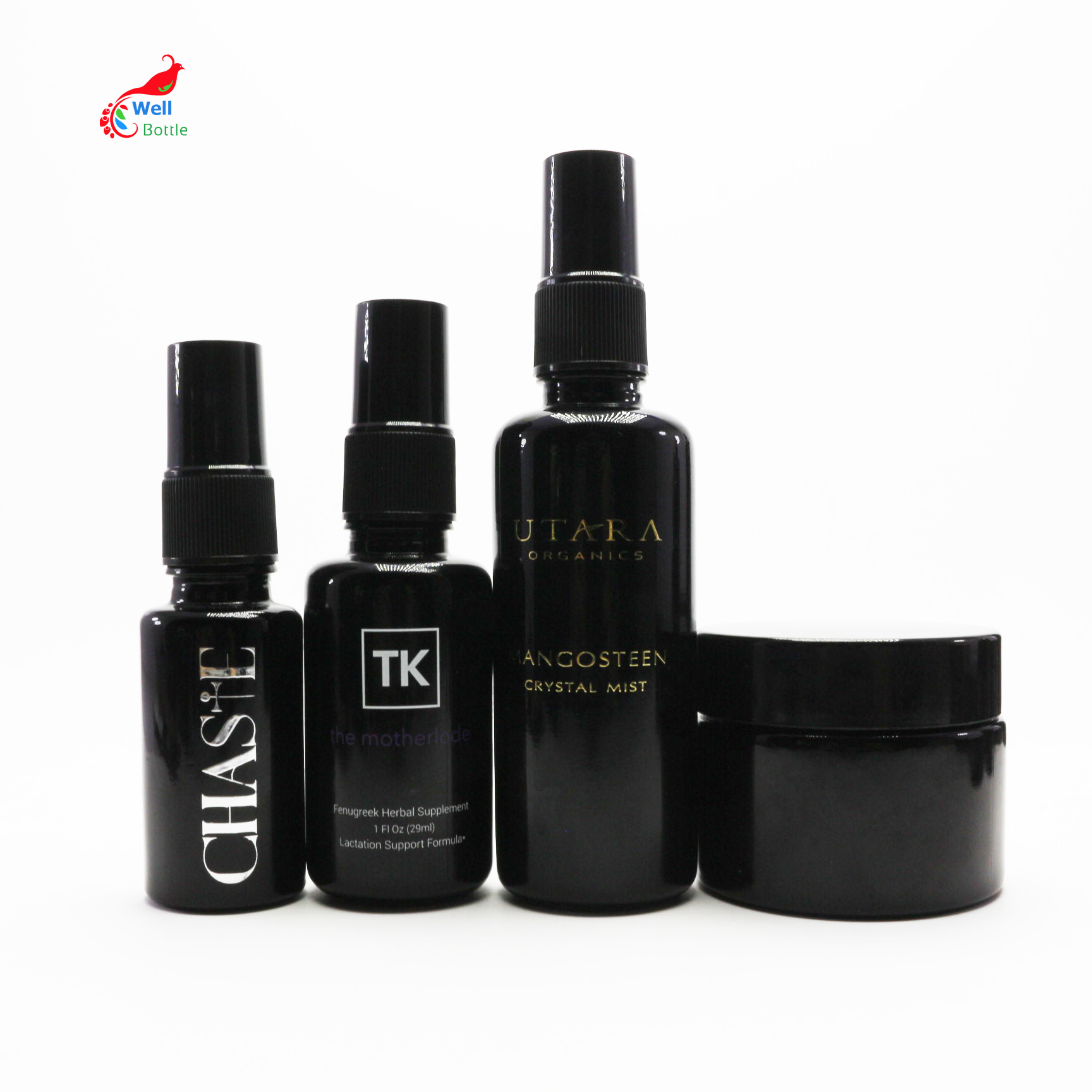 Empty 5ml 15ml 30ml 50ml 100ml 250ml 500ml uv protection violet optical black glass bottles and jar for cbd wax VJ-246D