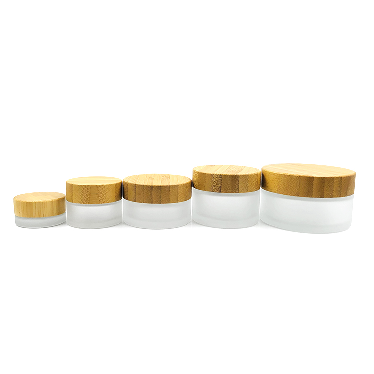 Empty 5ml 15ml 30ml 50ml 100ml empty glass cosmetic face cream jar with bamboo lid