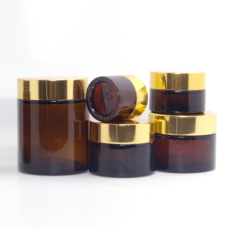 Empty 5ml 15ml 30ml 60ml Amber Glass Jar For cosmetics