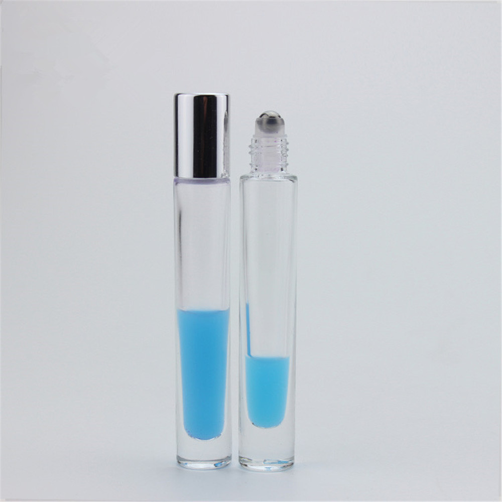 Empty 5ml 5 ml 10ml 10 ml custom clear color perfume essential oil glass roller roll on bottle with stainless steel roller ball