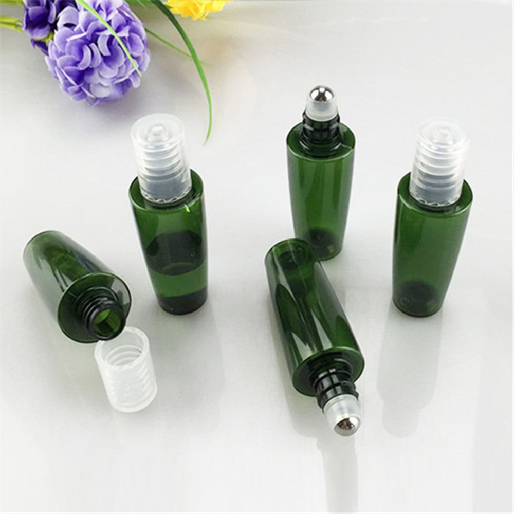 Empty 5ml 5 ml 10ml 10 ml custom clear color perfume essential oil glass roller roll on bottle with stainless steel roller ball