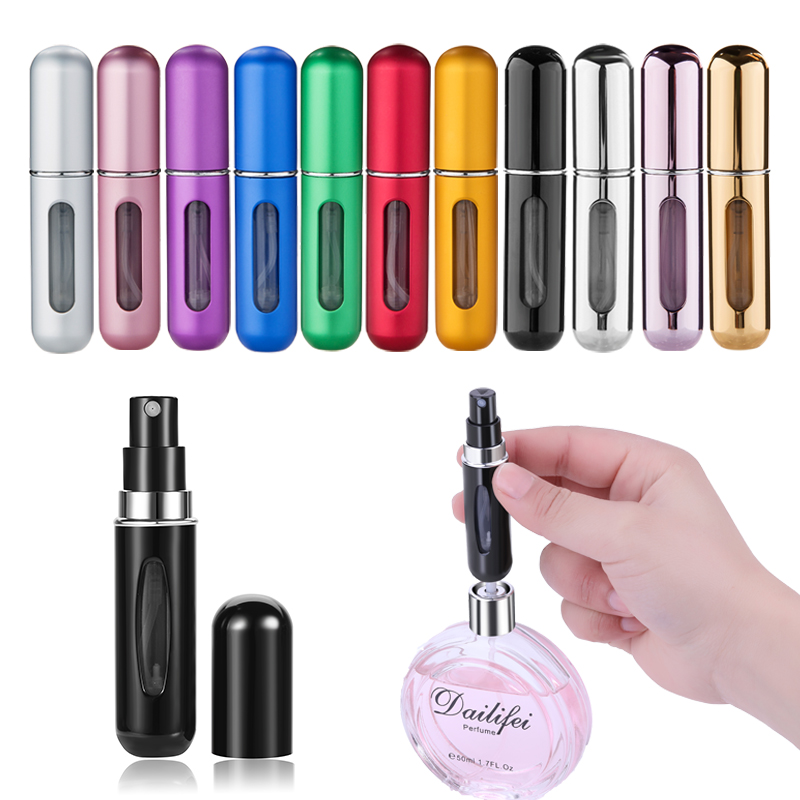 Empty 5ml Mini Portable Pocket Parfum Atomizer Bottom Refillable Spray Perfume Aluminum Atomizer Cosmetic Aluminum Bottle