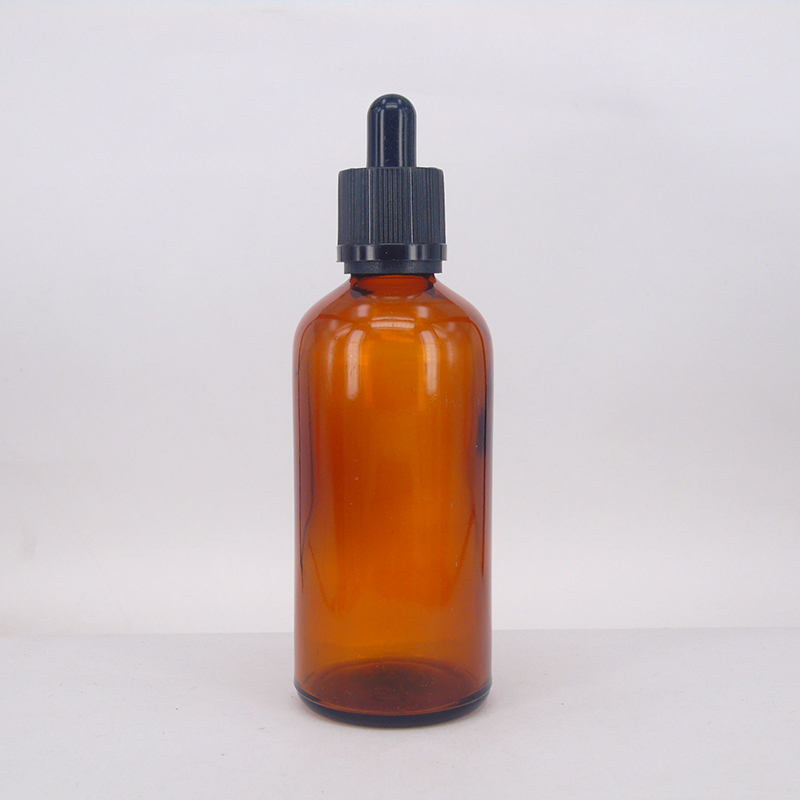 Empty 60ml amber glass dropper bottle 2oz with dropper cap for essential oil